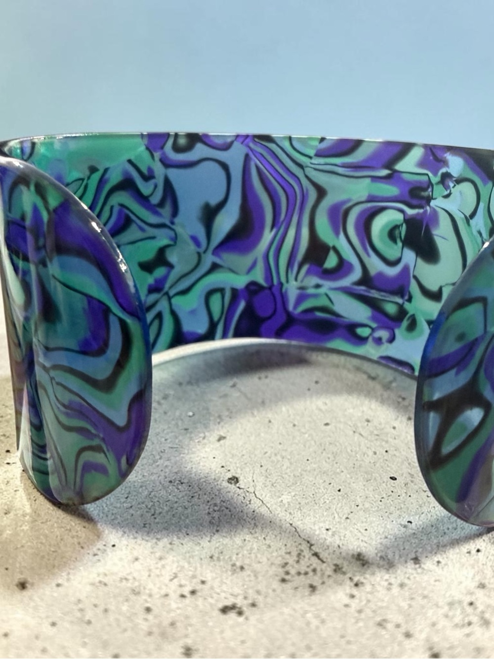 Marbled Purple & Teal Acrylic Cuff Bracelet